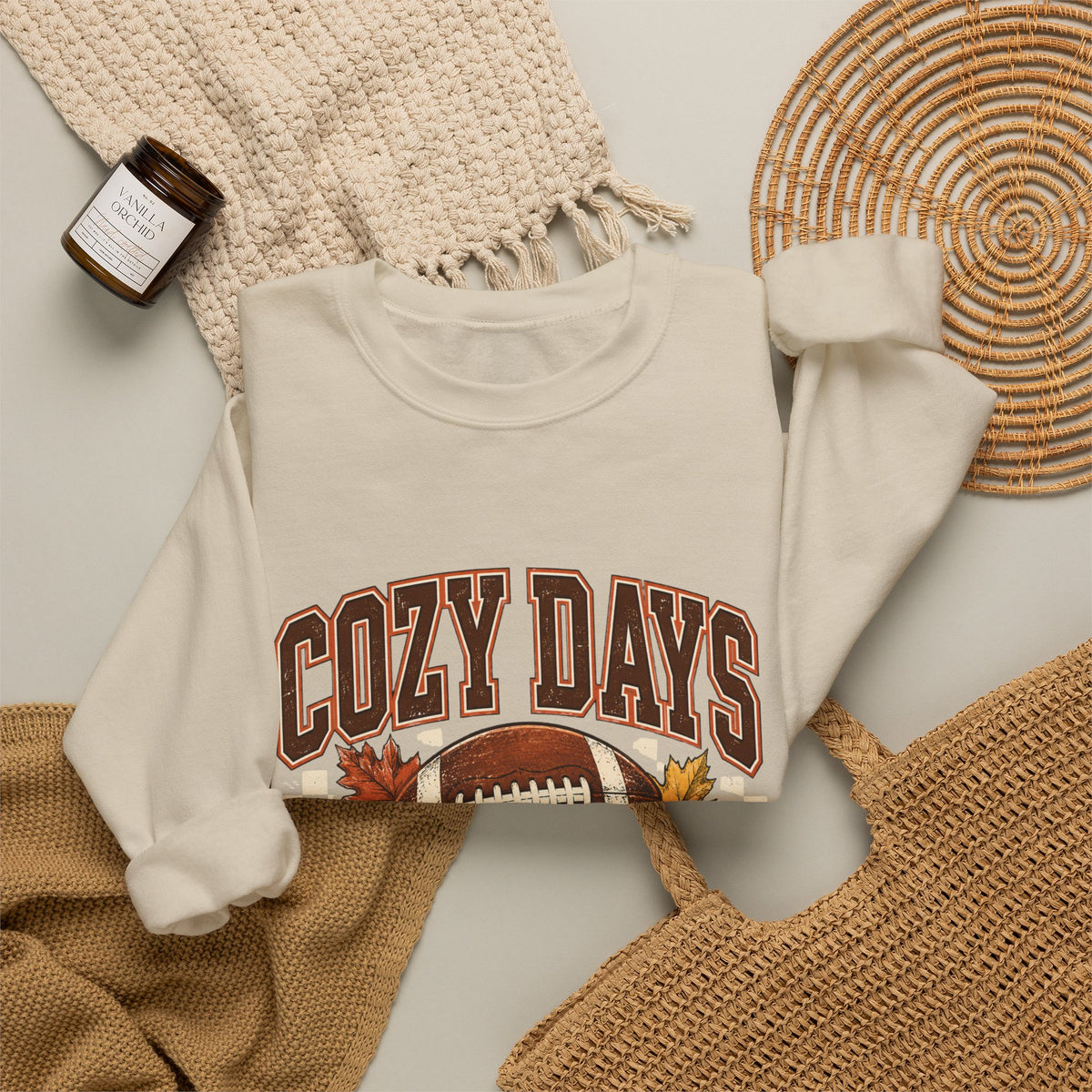 Antrezil Vintage Football with Autumn Leaves Sweatshirt | Cozy Tailgate Crewneck