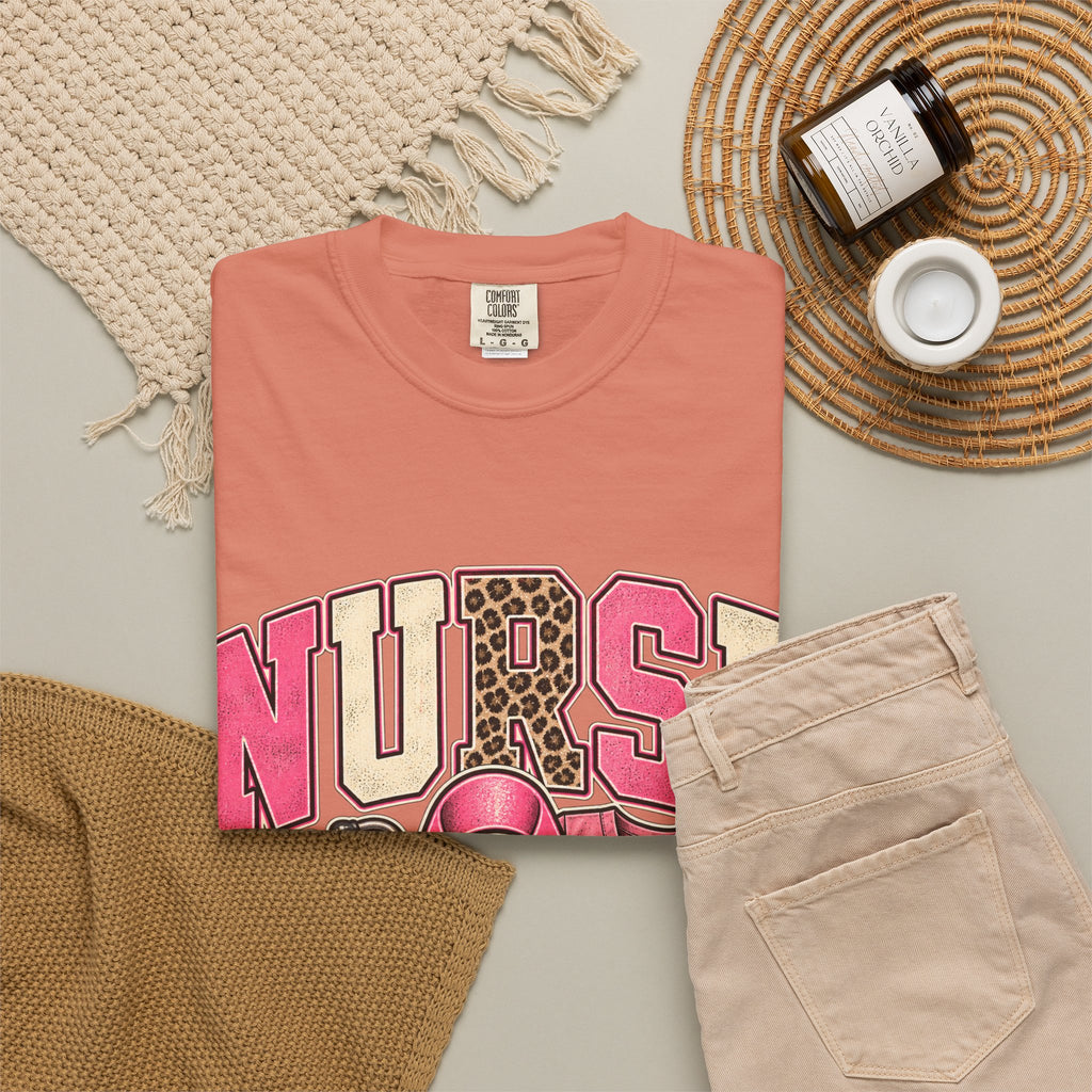 Nurse pink ribbon stethoscope scrub top T-Shirt | Breast Cancer Awareness