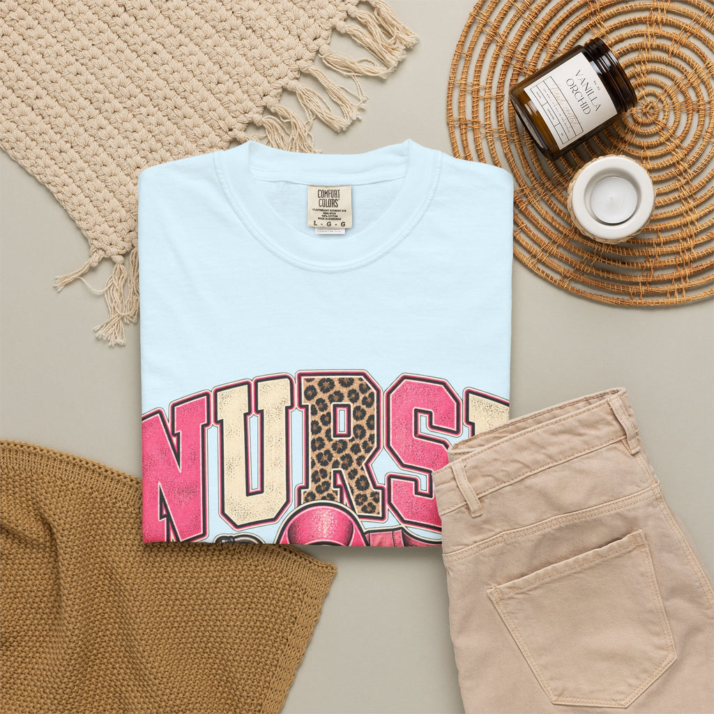 Nurse pink ribbon stethoscope scrub top T-Shirt | Breast Cancer Awareness