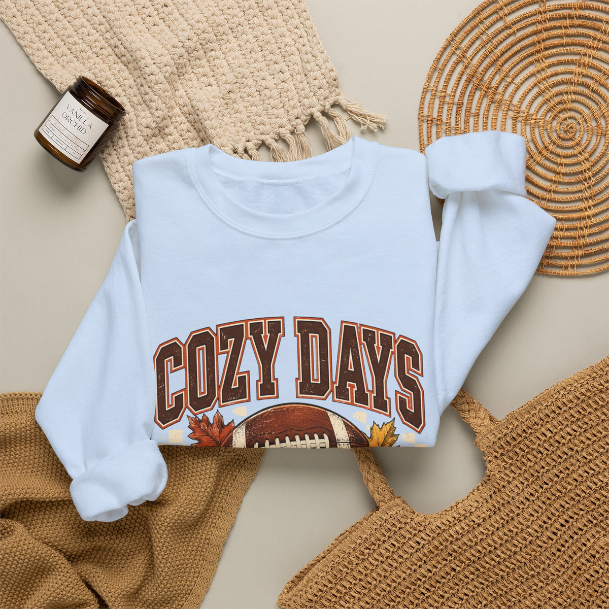 Antrezil Vintage Football with Autumn Leaves Sweatshirt | Cozy Tailgate Crewneck