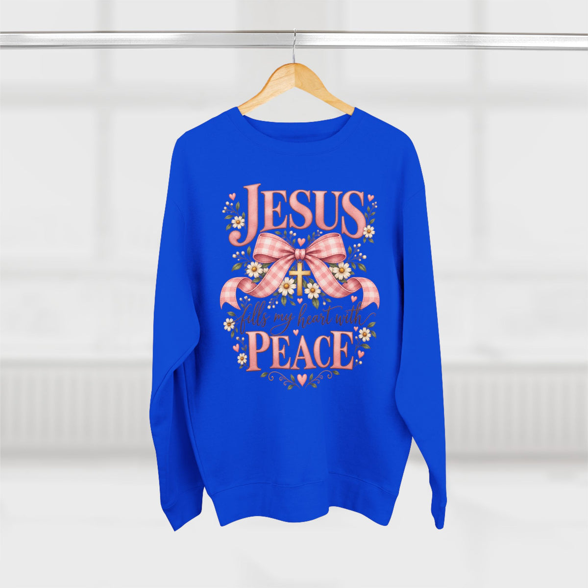 Jesus fills my heart with peace Sweatshirt | Religious Christian design, floral bow