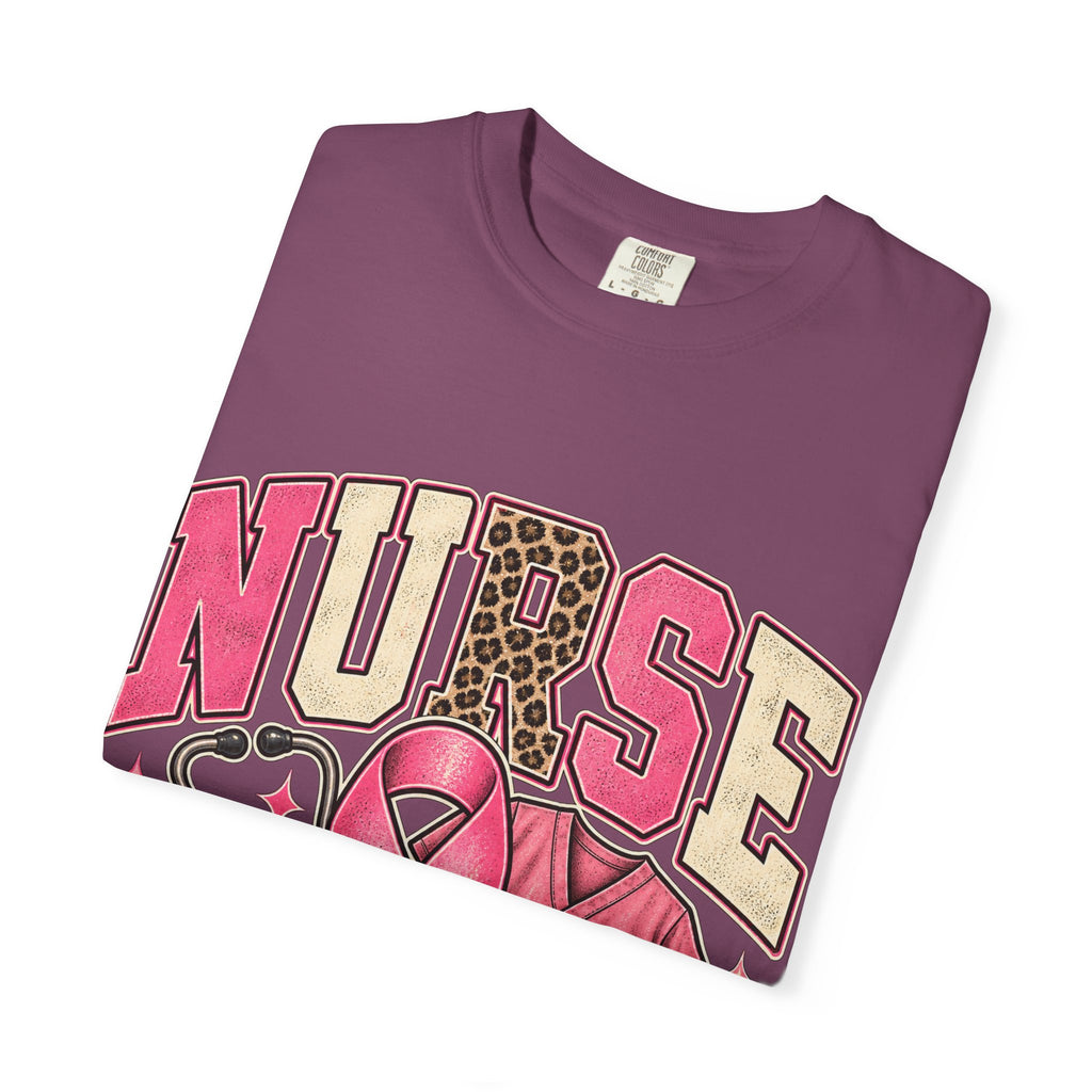 Nurse pink ribbon stethoscope scrub top T-Shirt | Breast Cancer Awareness