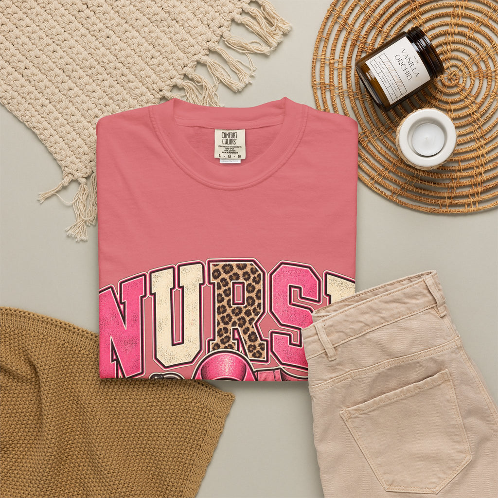 Nurse pink ribbon stethoscope scrub top T-Shirt | Breast Cancer Awareness