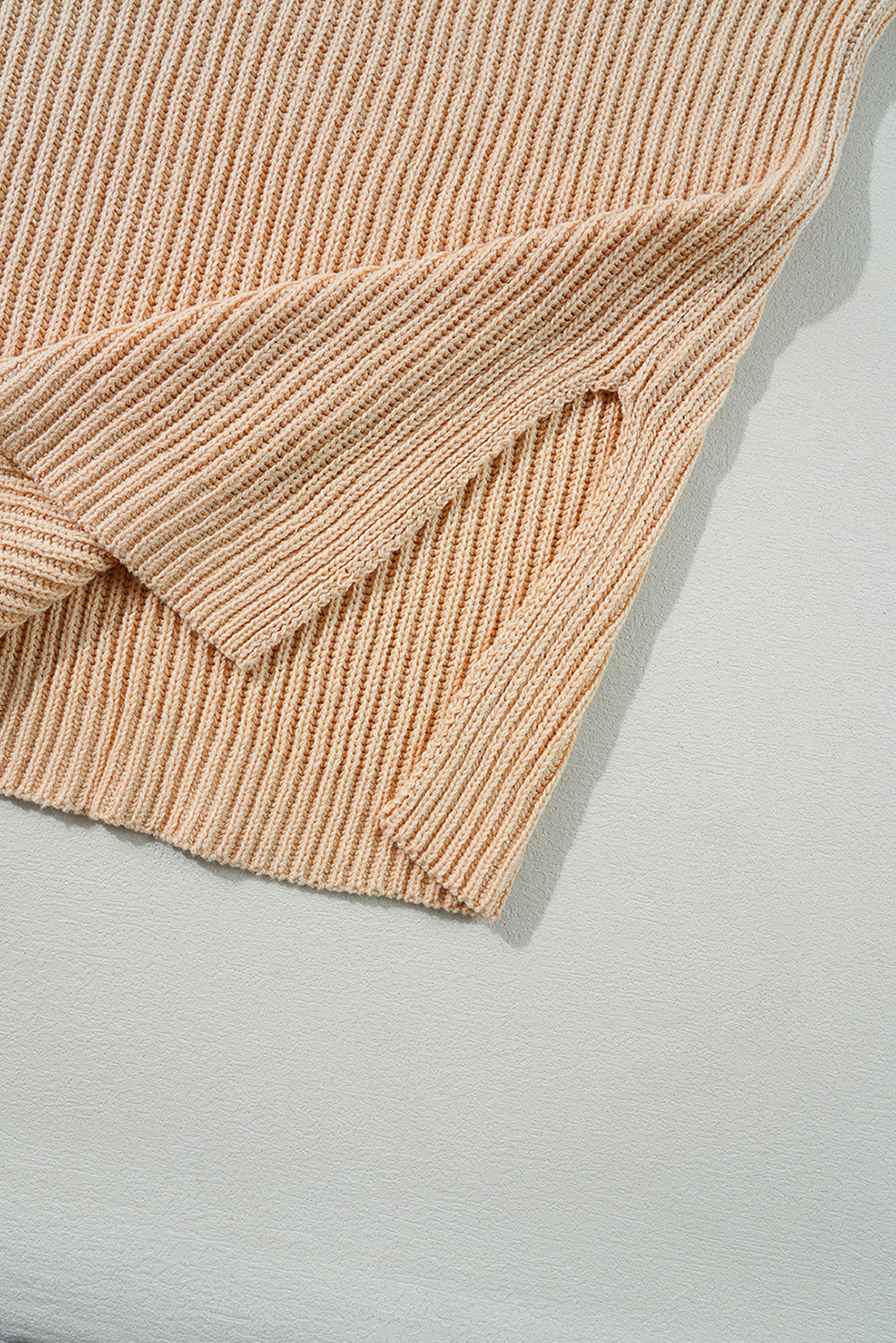 Apricot Plain Side Slits Oversized Sweater