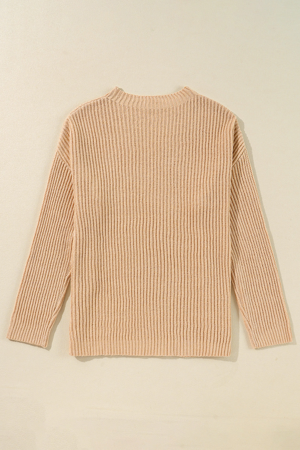 Apricot Plain Side Slits Oversized Sweater