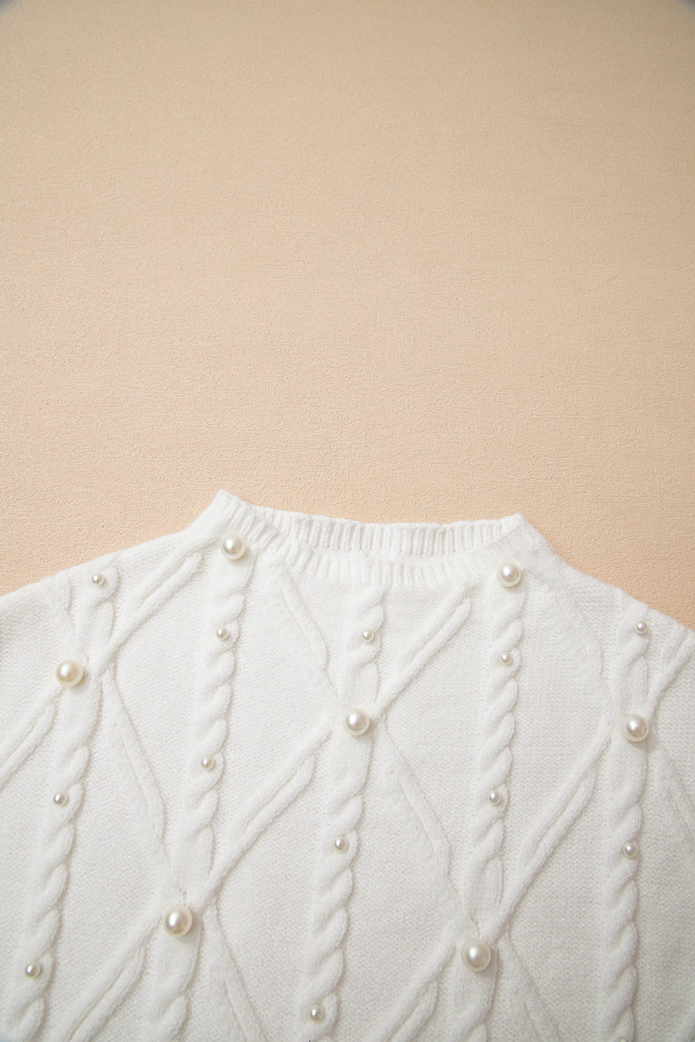 White Pearl High Neck Textured Knit Sweater Vest