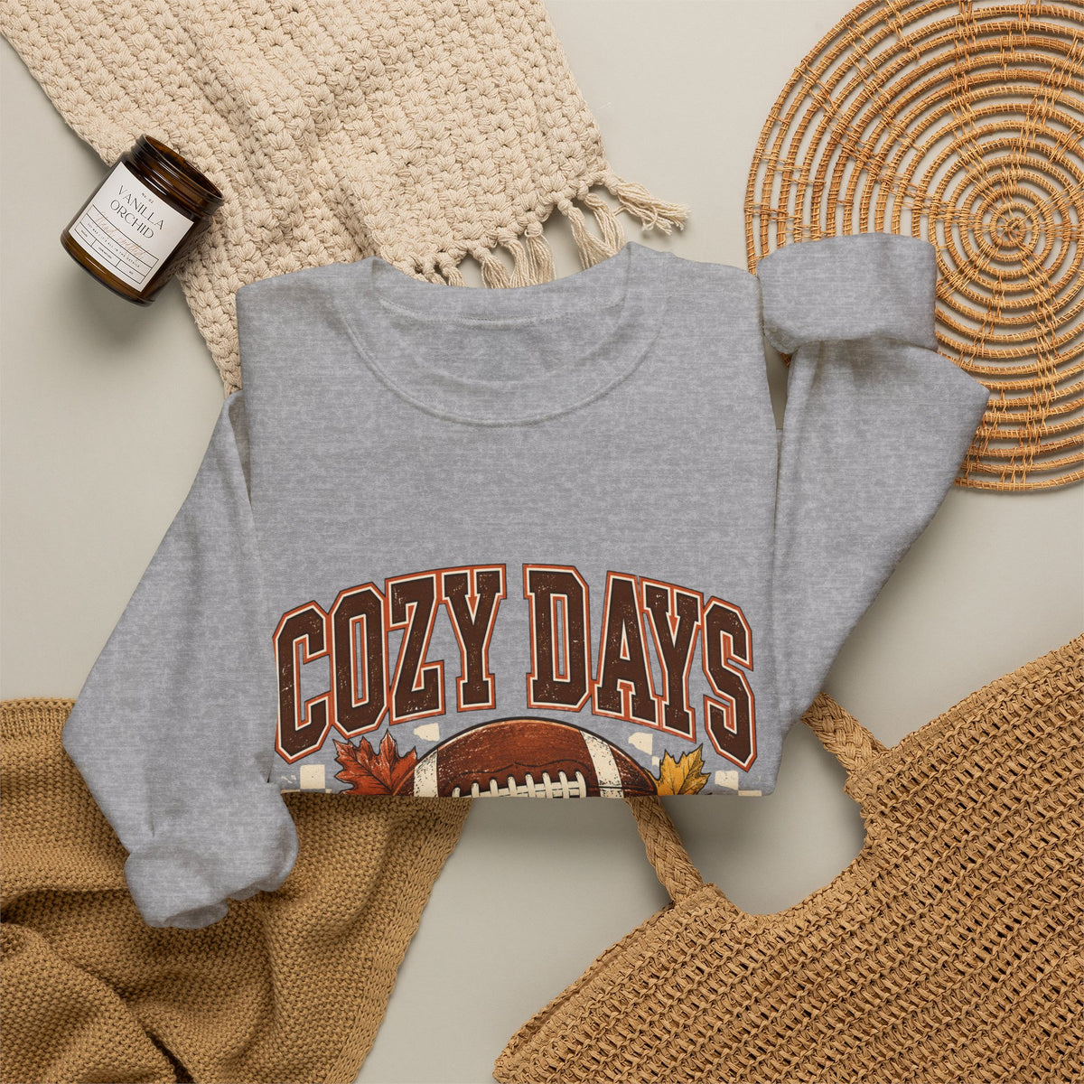 Antrezil Vintage Football with Autumn Leaves Sweatshirt | Cozy Tailgate Crewneck