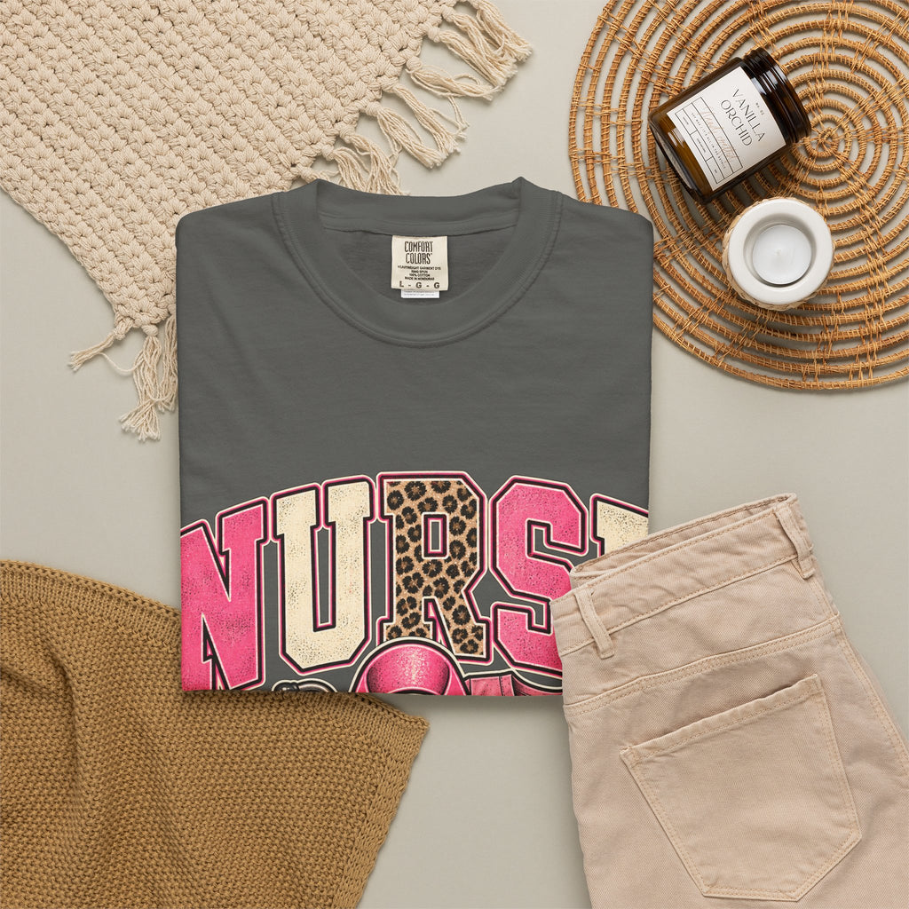Nurse pink ribbon stethoscope scrub top T-Shirt | Breast Cancer Awareness