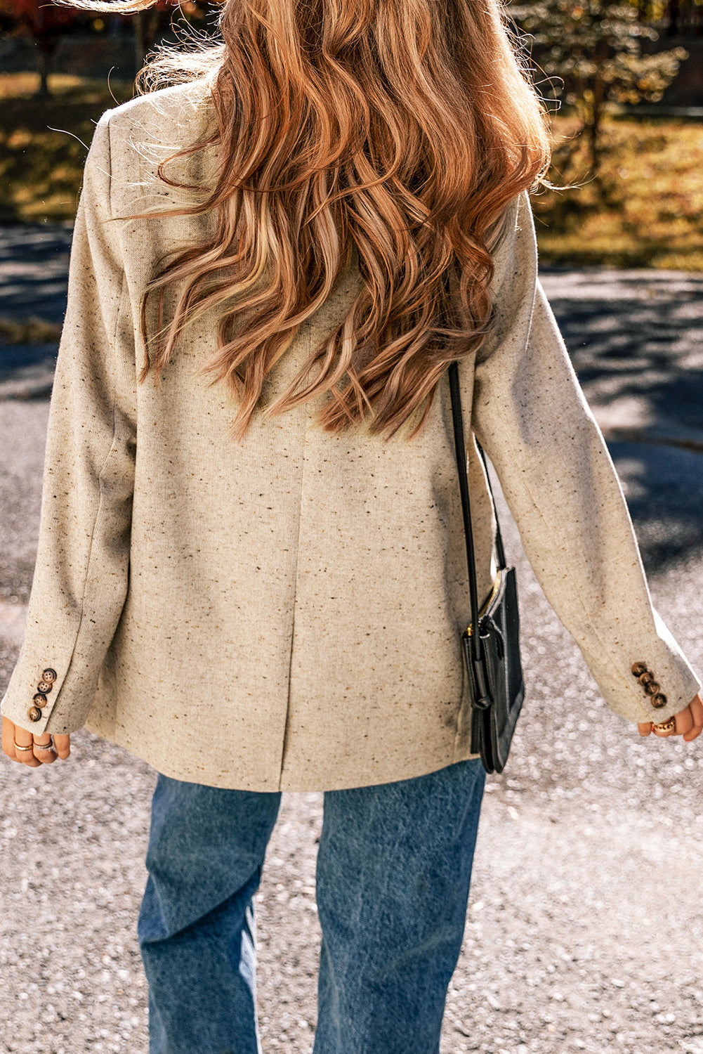 Oatmeal Single Breasted Elegant Blazer