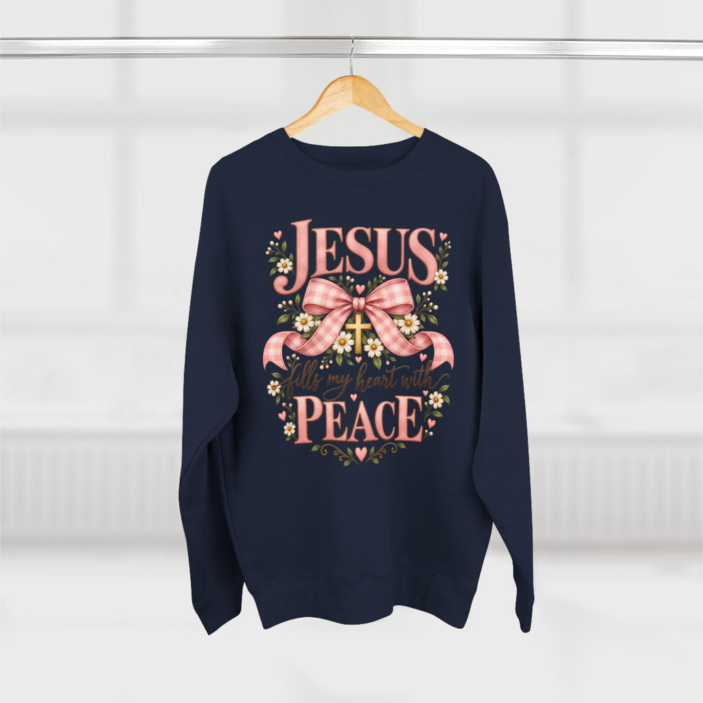 Jesus fills my heart with peace Sweatshirt | Religious Christian design, floral bow