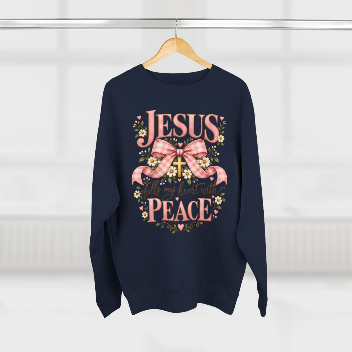 Jesus fills my heart with peace Sweatshirt | Religious Christian design, floral bow