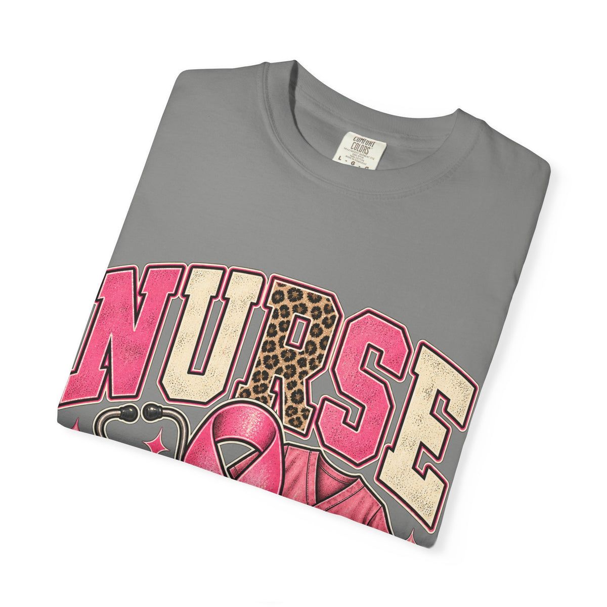 Nurse pink ribbon stethoscope scrub top T-Shirt | Breast Cancer Awareness