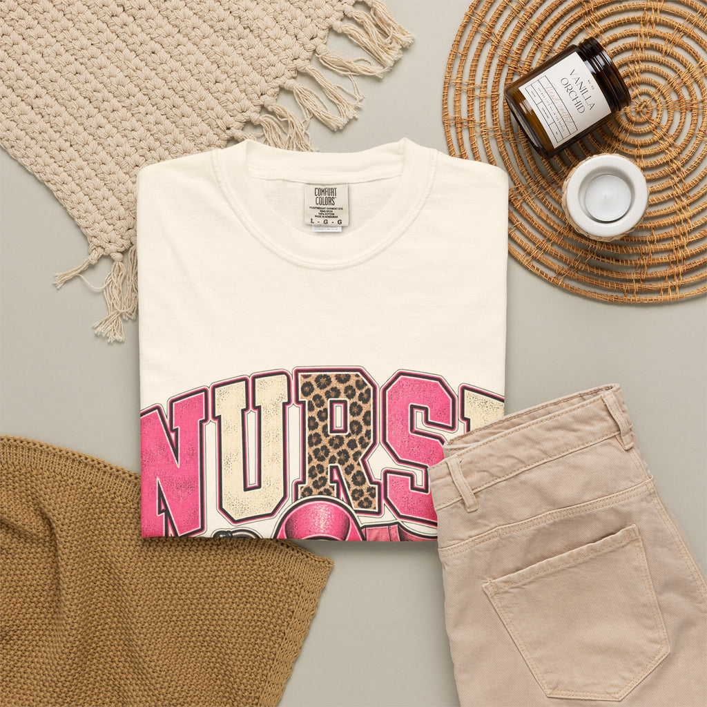 Nurse pink ribbon stethoscope scrub top T-Shirt | Breast Cancer Awareness