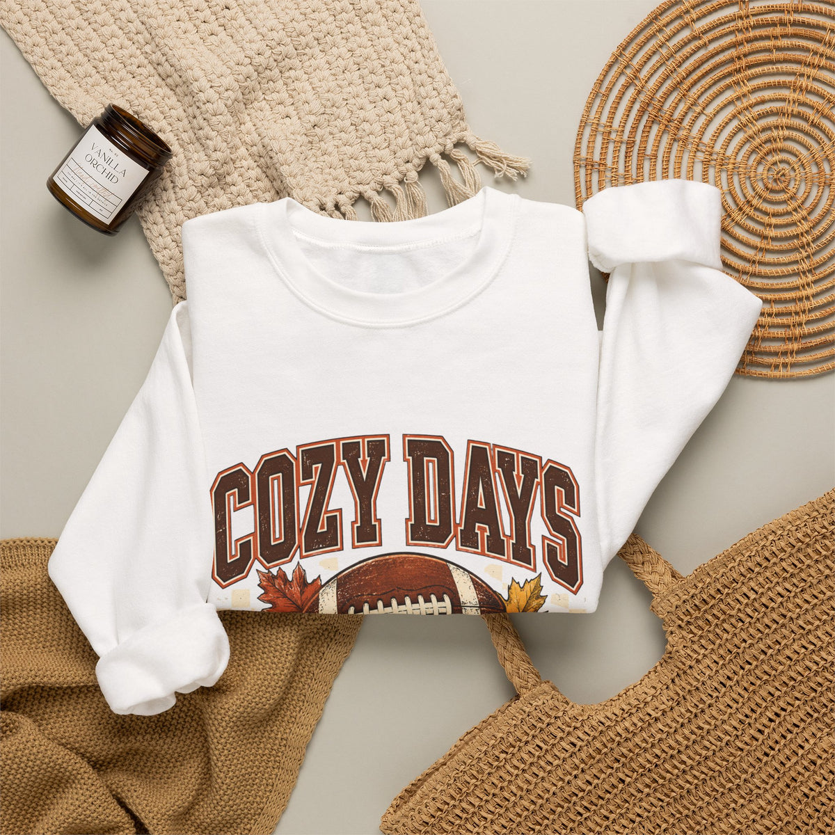 Antrezil Vintage Football with Autumn Leaves Sweatshirt | Cozy Tailgate Crewneck