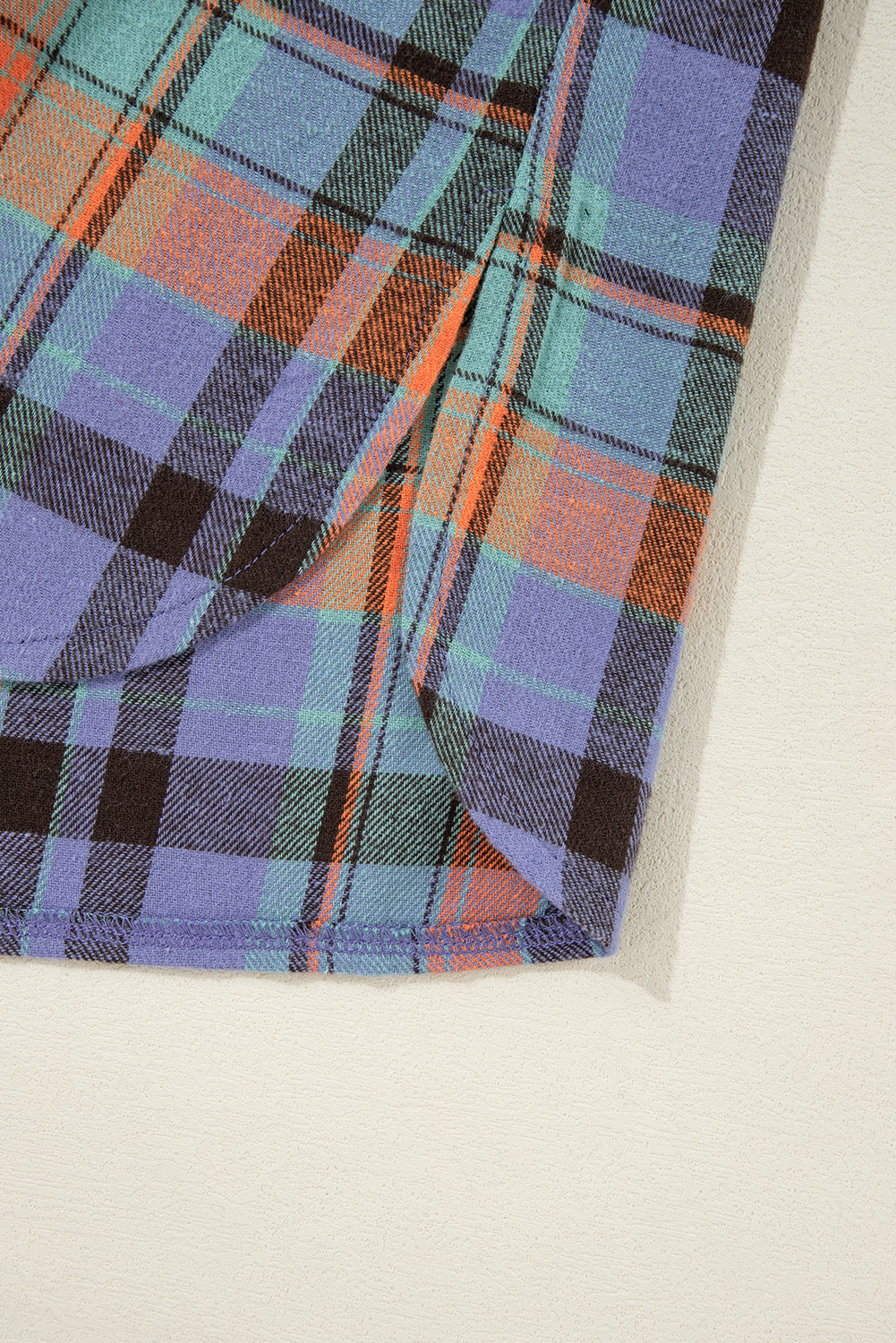 Orange Plaid Print Pocket Loose Shirt Shacket