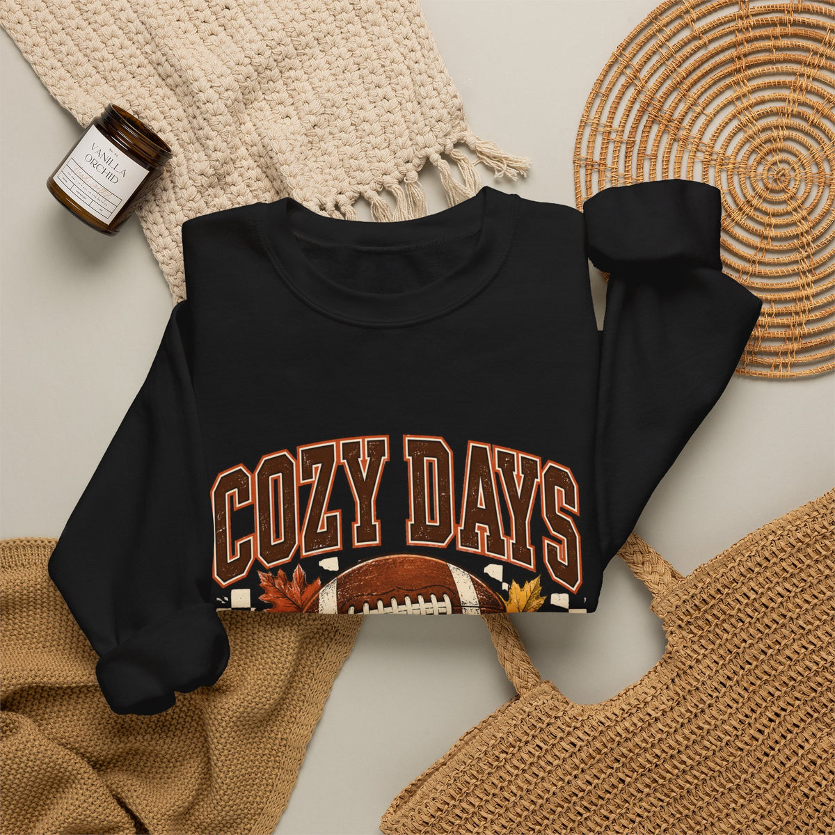 Antrezil Vintage Football with Autumn Leaves Sweatshirt | Cozy Tailgate Crewneck
