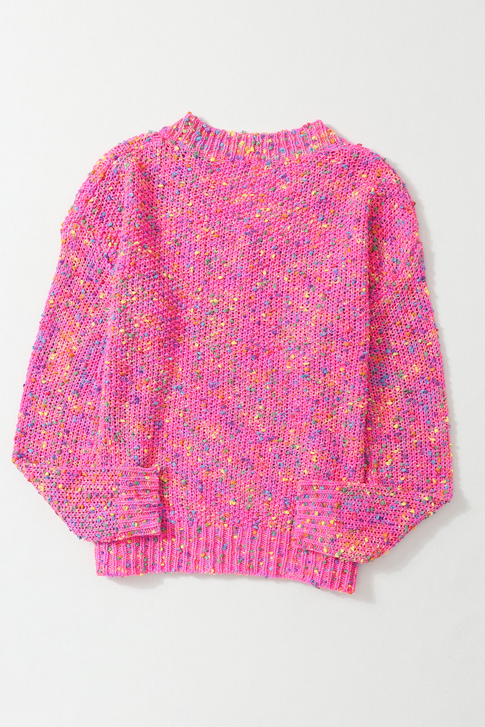 Hot Pink Mixed Color Chunky Knit Sweater
