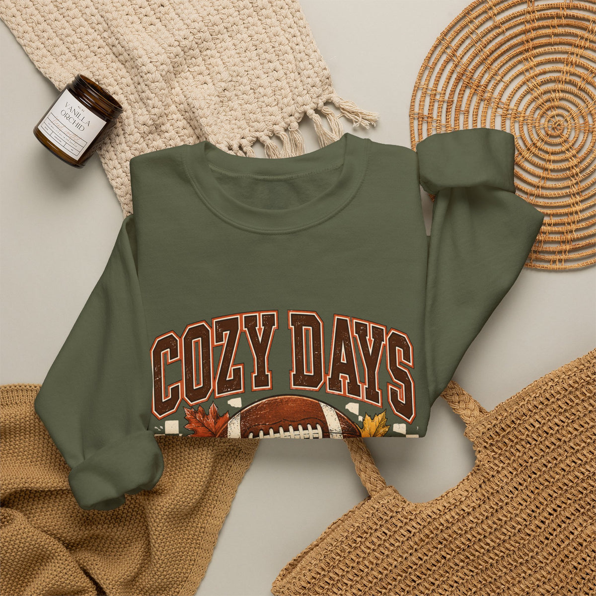 Antrezil Vintage Football with Autumn Leaves Sweatshirt | Cozy Tailgate Crewneck