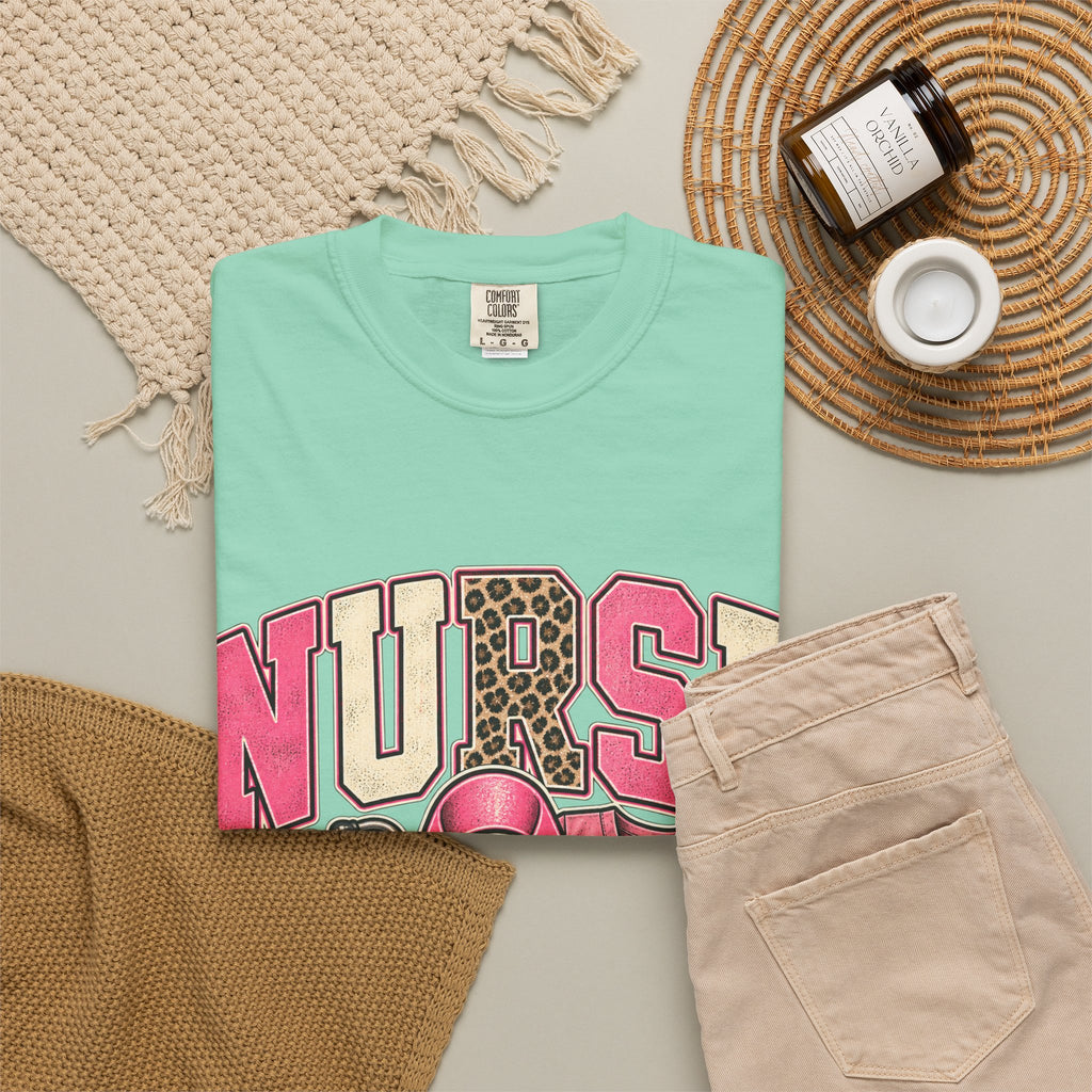 Nurse pink ribbon stethoscope scrub top T-Shirt | Breast Cancer Awareness