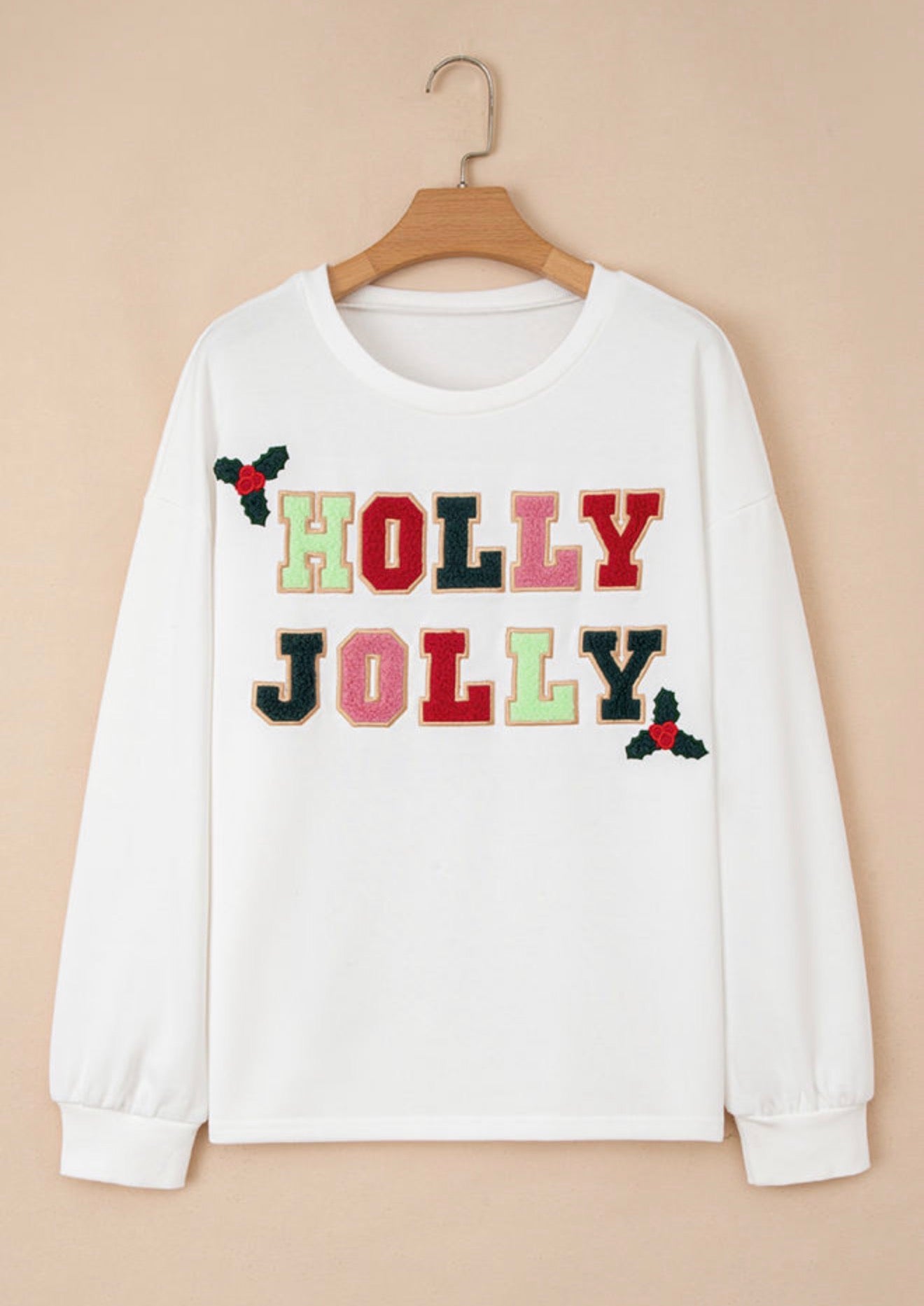 White Cream Collage Letter Christmas Pullover Sweatshirt - Design for Christmas Day Casual Cotton Women's Winter Hoodie Womenswear Garment