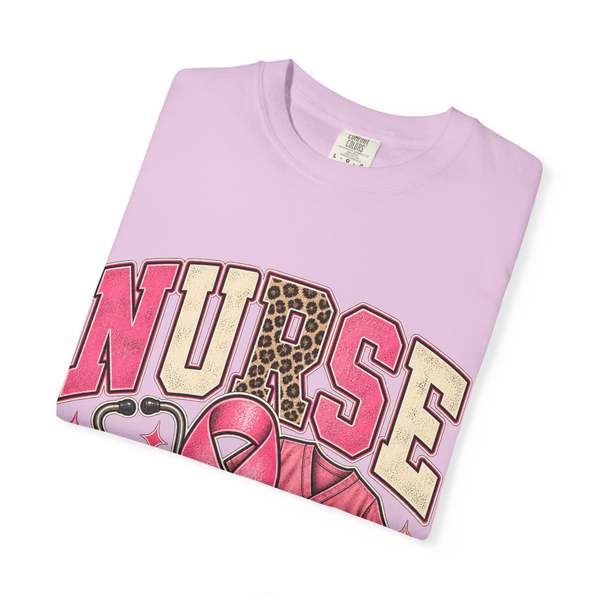Nurse pink ribbon stethoscope scrub top T-Shirt | Breast Cancer Awareness