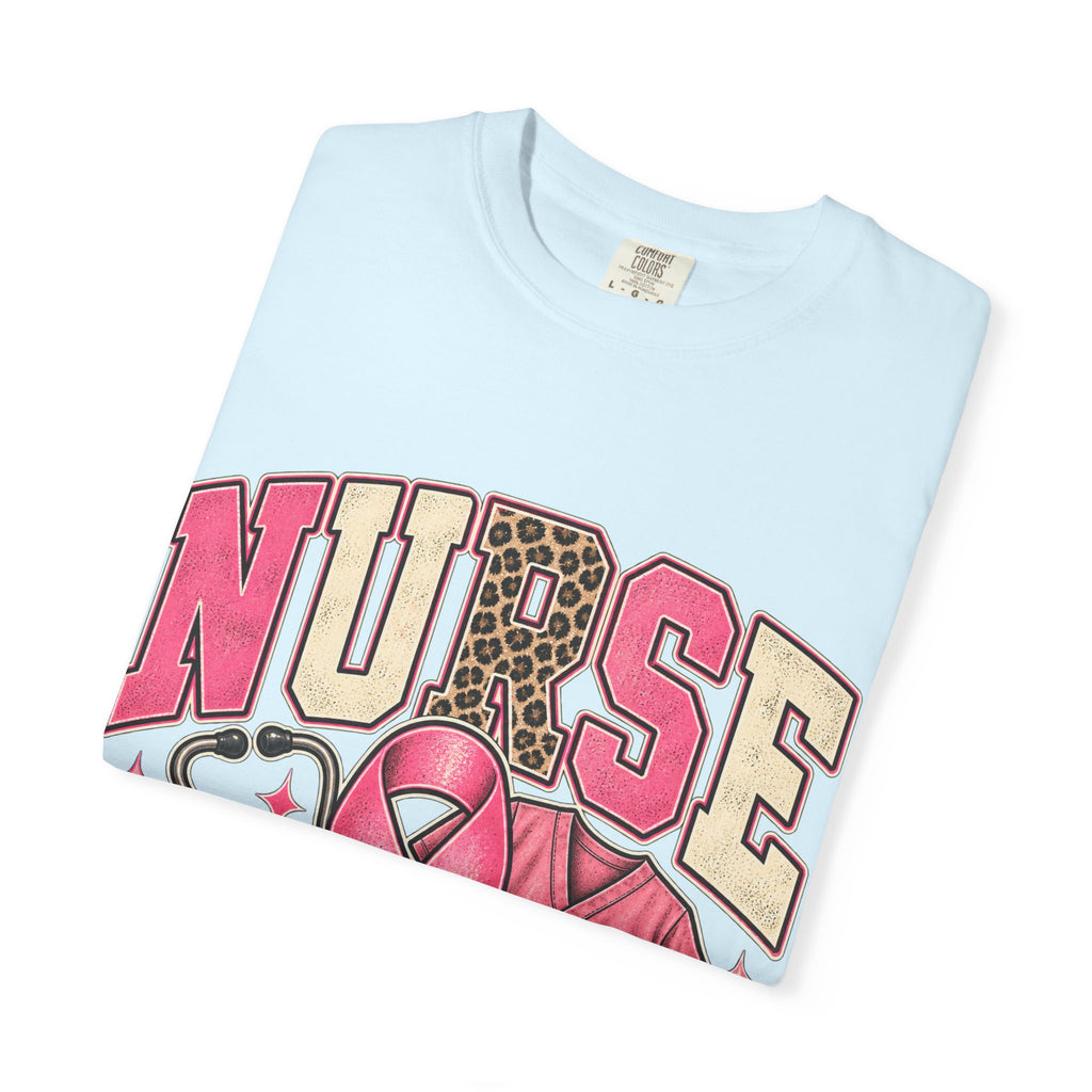 Nurse pink ribbon stethoscope scrub top T-Shirt | Breast Cancer Awareness