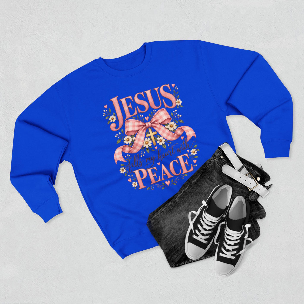 Jesus fills my heart with peace Sweatshirt | Religious Christian design, floral bow