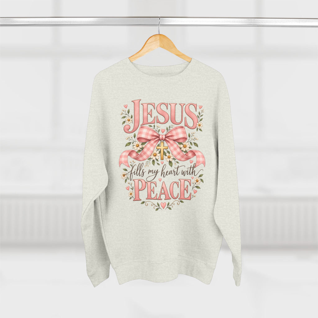 Jesus fills my heart with peace Sweatshirt | Religious Christian design, floral bow