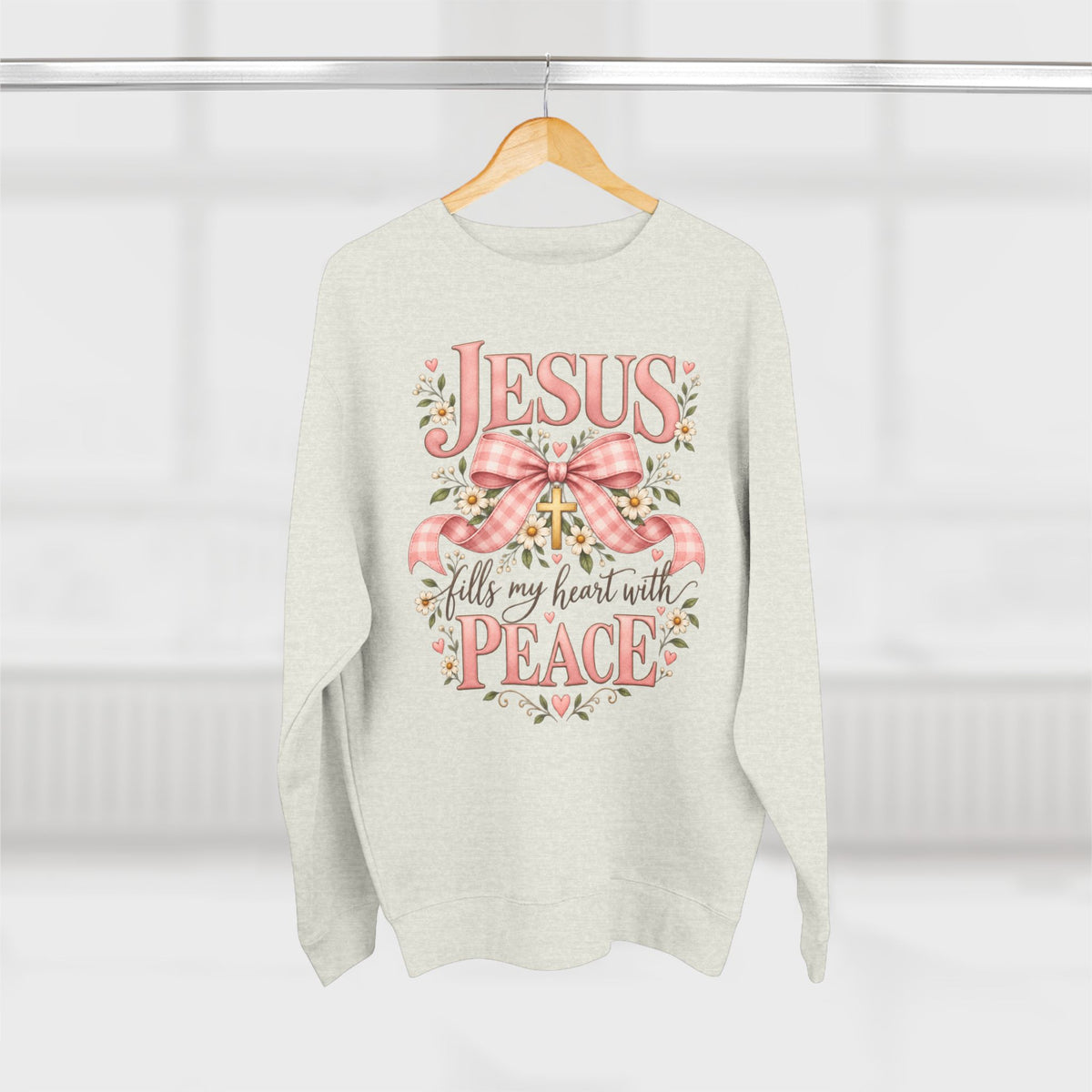Jesus fills my heart with peace Sweatshirt | Religious Christian design, floral bow