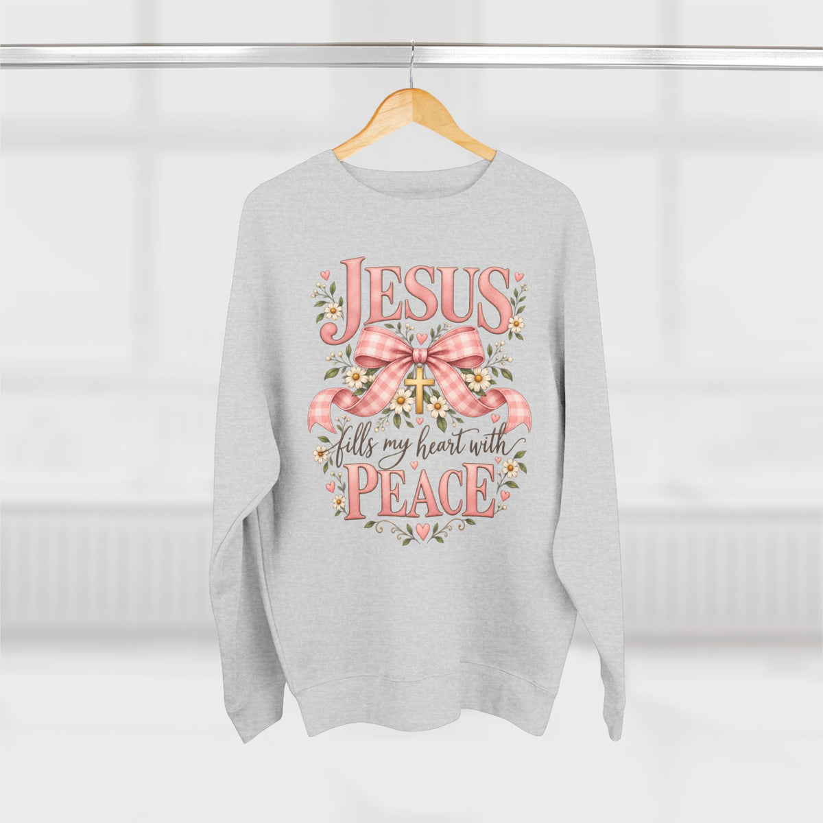 Jesus fills my heart with peace Sweatshirt | Religious Christian design, floral bow