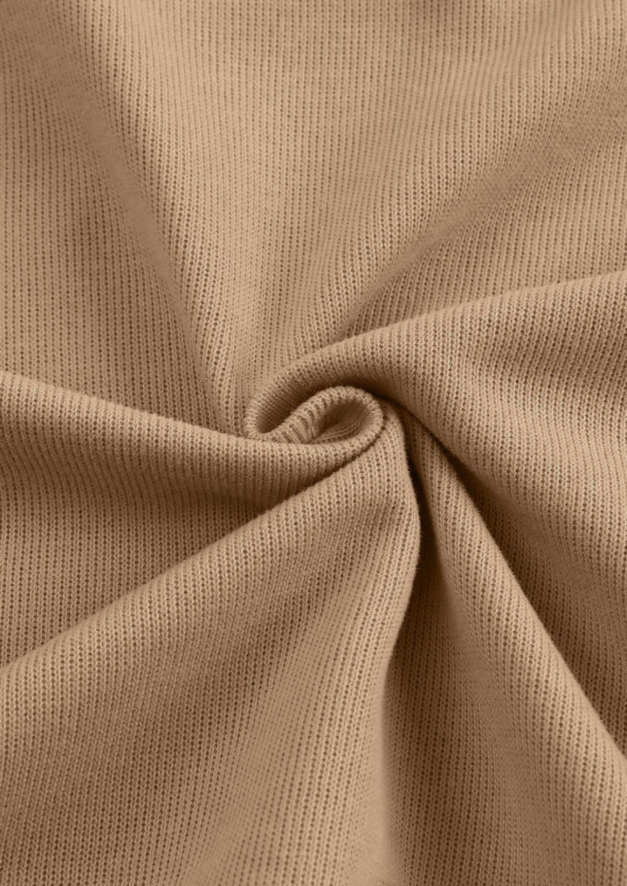 Khaki Casual Hoodie - Long Sleeve Button Seam Trim Solid Color Hooded Sweatshirt for Everyday Wear