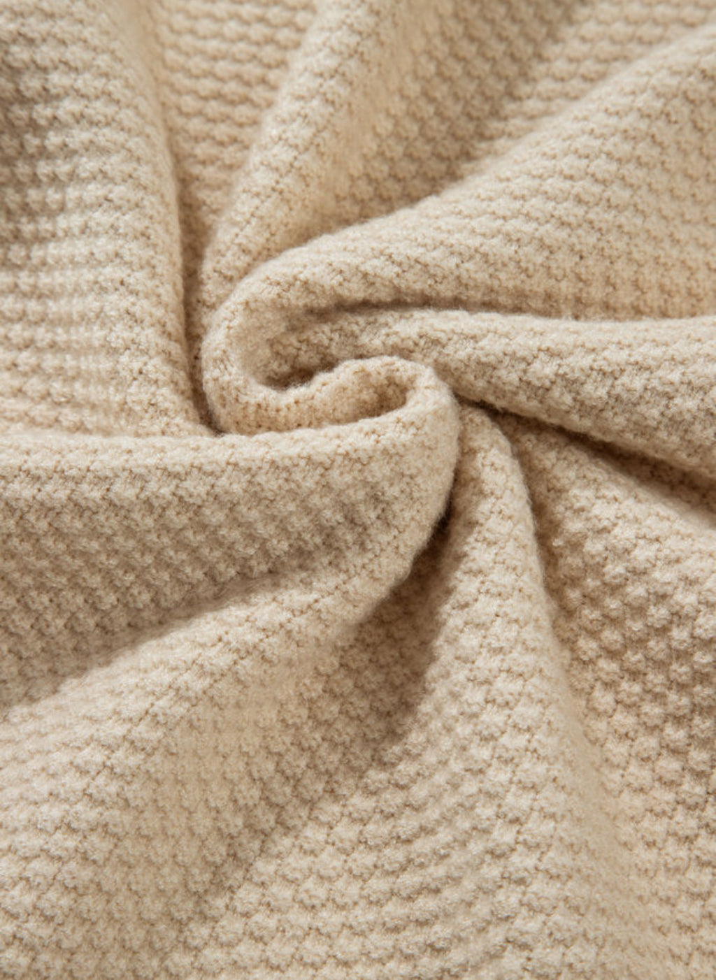 Parchment Solid Textured Knit Split Cuff Drop Shoulder Sweater Womenswear Loose Long Sleeve Casual Minimalist  Daily Wear