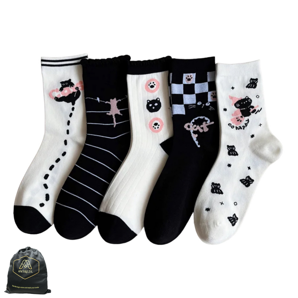 Cat Socks – 5 Pair Women’s Cute Animal Socks,Funny Socks, Cat Lover,Soft Cotton, Halloween,Gift for Girls & Teens