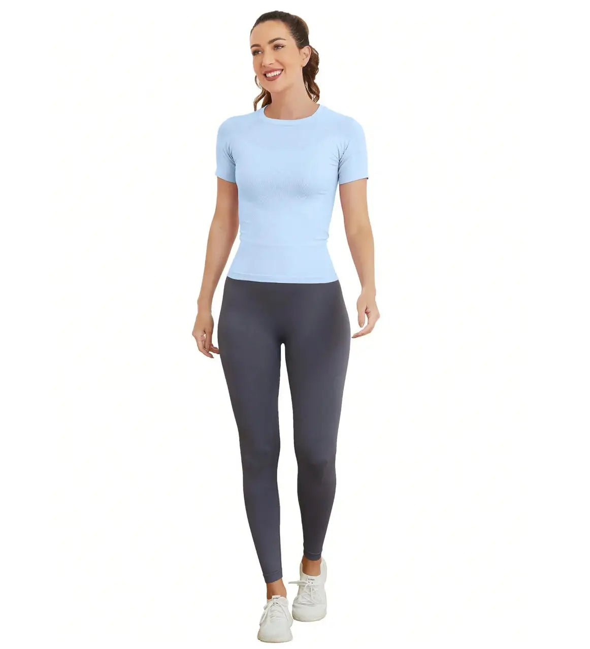 Women's Short Sleeve Seamless Workout Tops Breathable Gym Shirts for Yoga Athletes Soft Athletic Shirts