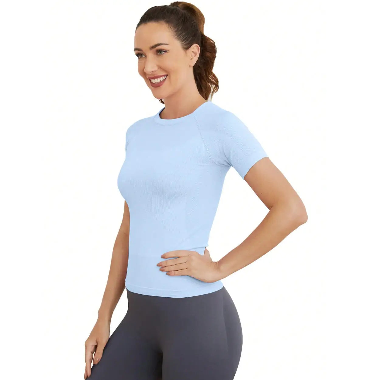 Women's Short Sleeve Seamless Workout Tops Breathable Gym Shirts for Yoga Athletes Soft Athletic Shirts