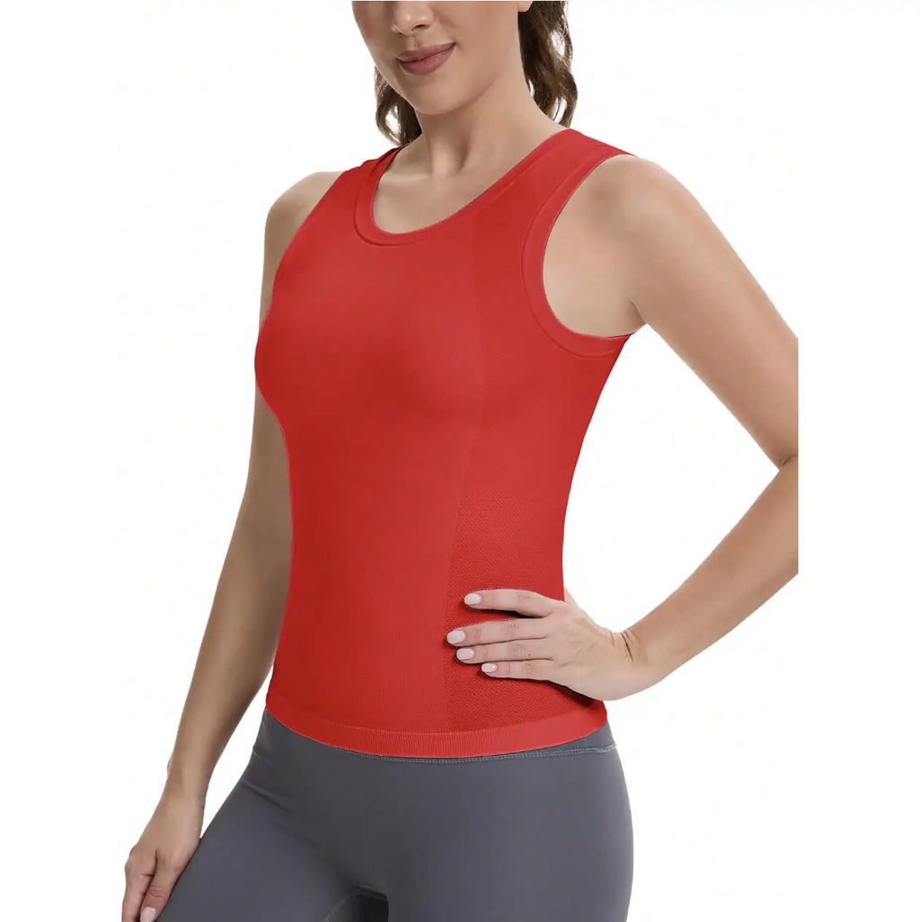 Women's Seamless Workout Tank Tops Built-in Bra Sleeveless Padded Solid Color Athletic Yoga Shirts