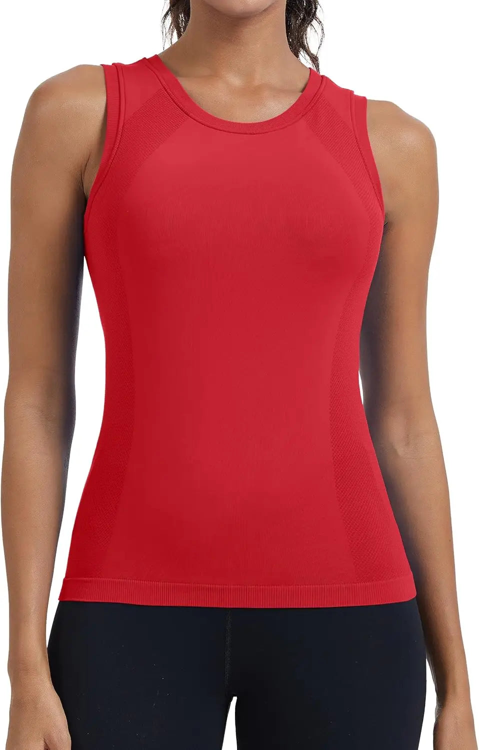 Women's Seamless Workout Tank Tops Built-in Bra Sleeveless Padded Solid Color Athletic Yoga Shirts