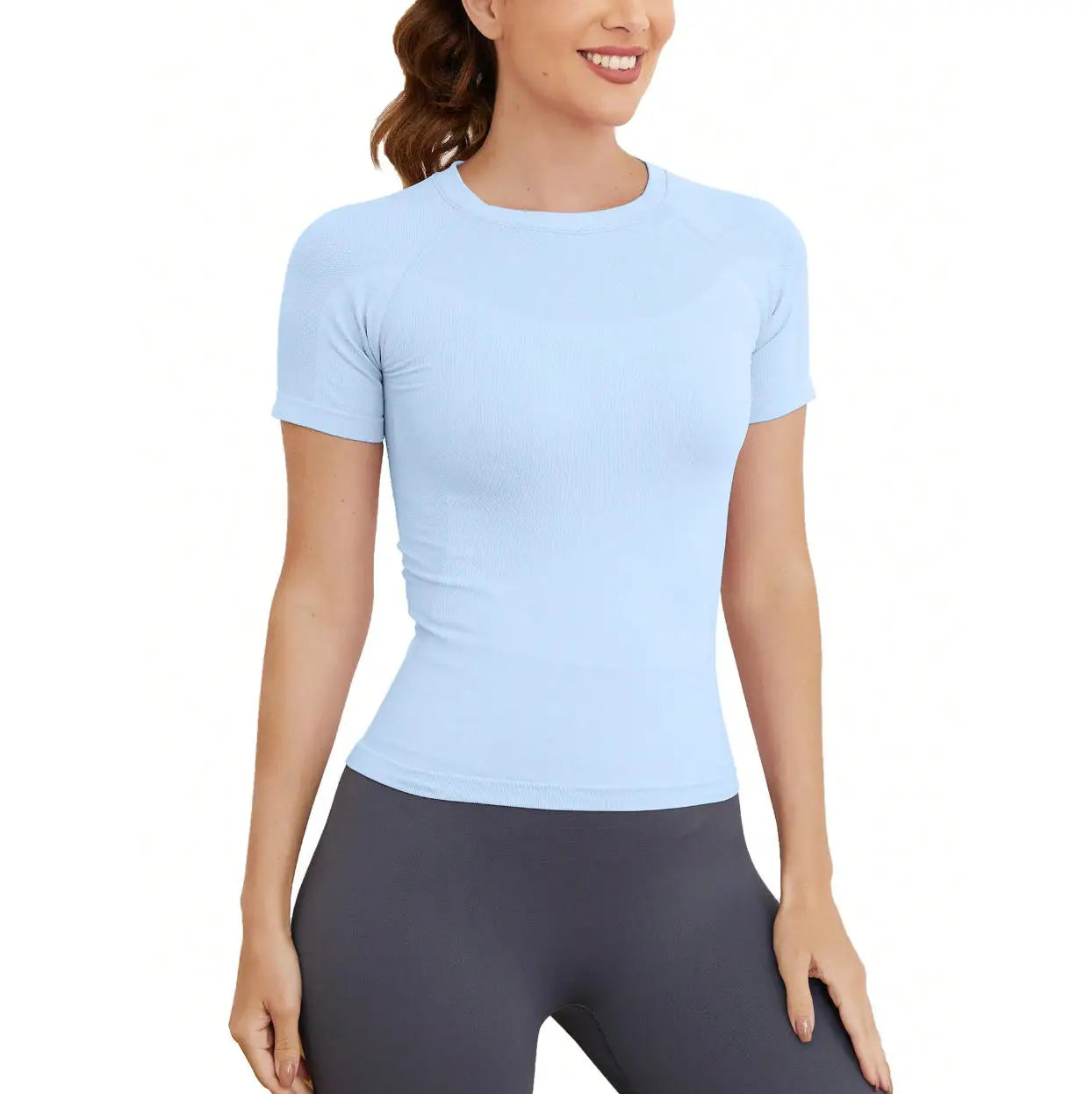 Women's Short Sleeve Seamless Workout Tops Breathable Gym Shirts for Yoga Athletes Soft Athletic Shirts