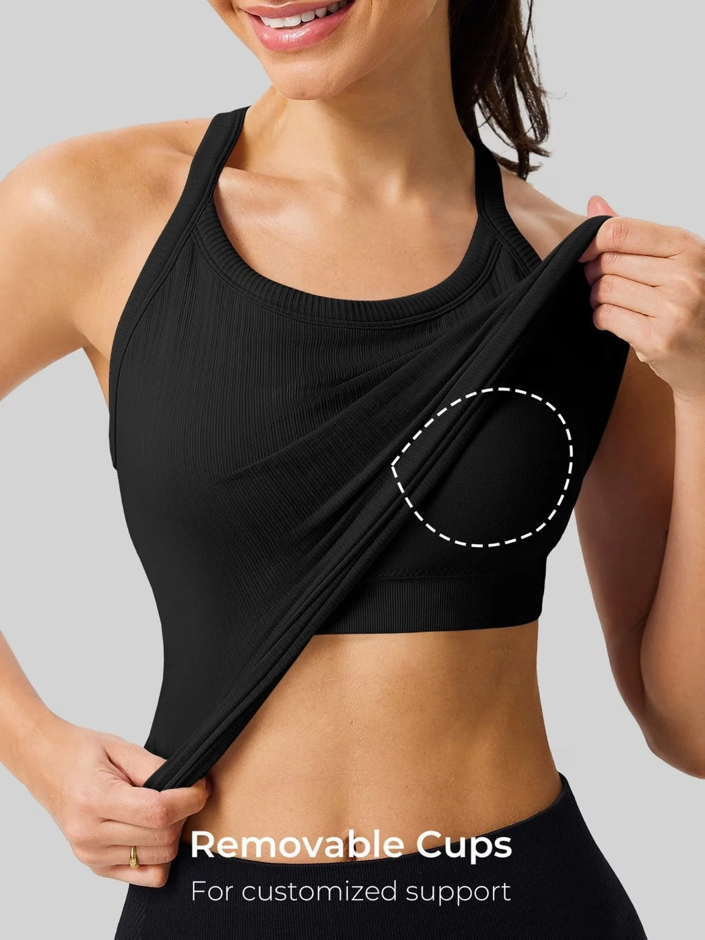 Women'S Racerback Cropped Sports Tank Top | Breathable Ribbed, Removable Padding,, Medium Stretch Fabric, Ideal for Gym and Yoga