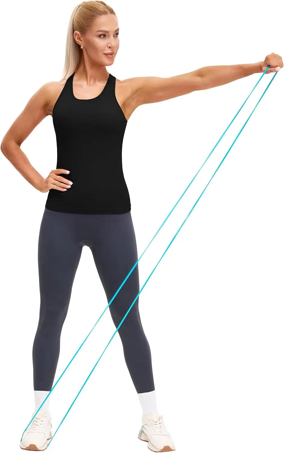 Women's Seamless Solid Color Workout Tank Top with Built-in Bra Padded Racerback Athletic Yoga Top
