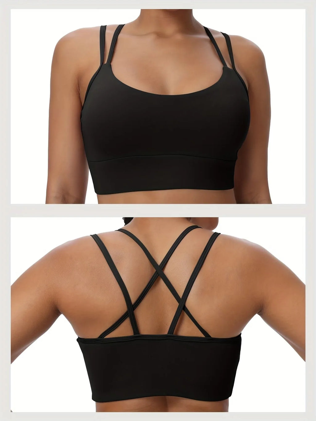 Women's Strappy Sports Bras Fitness Workout Padded Yoga Top Criss Cross Back Cami