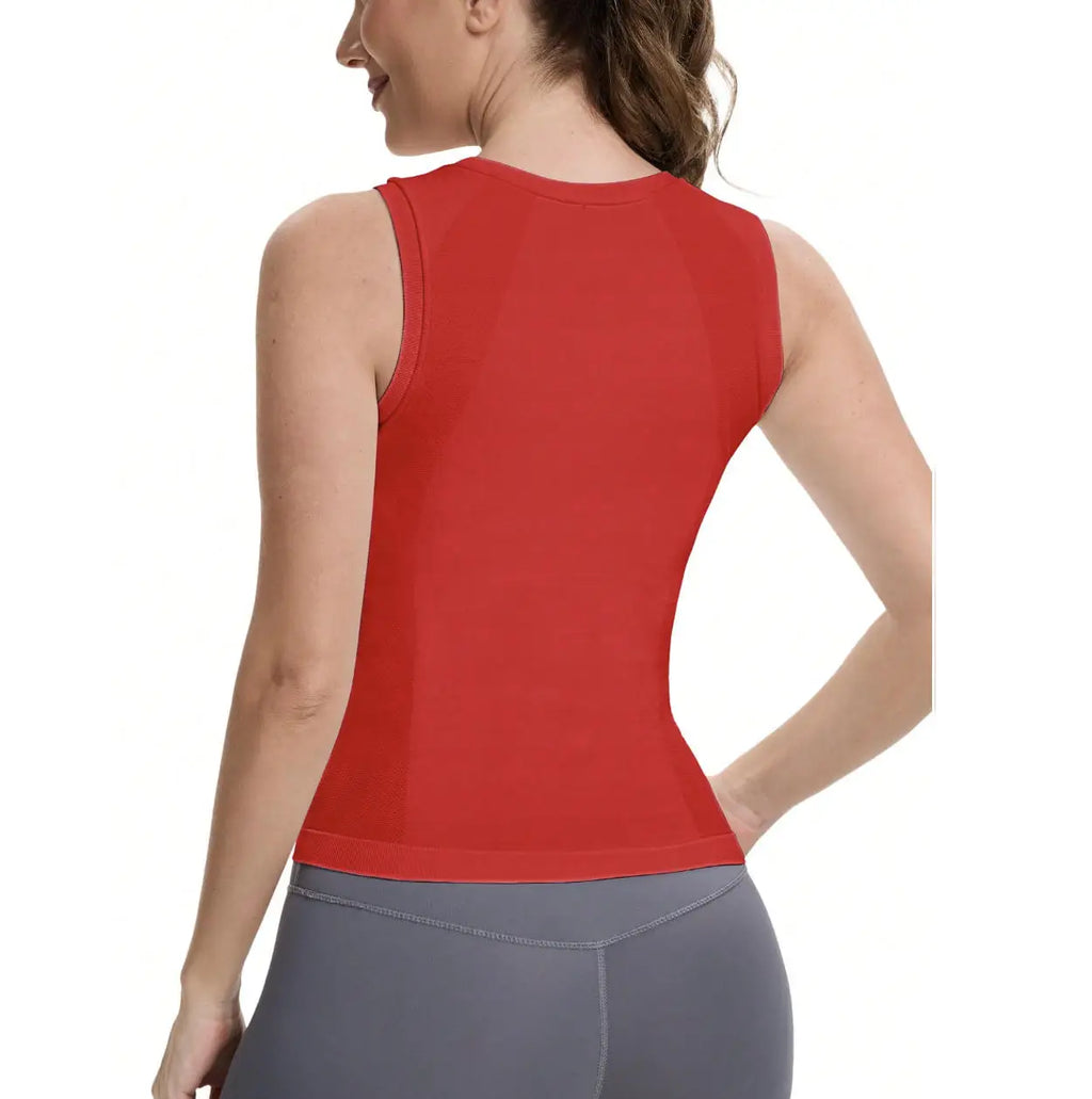 Women's Seamless Workout Tank Tops Built-in Bra Sleeveless Padded Solid Color Athletic Yoga Shirts