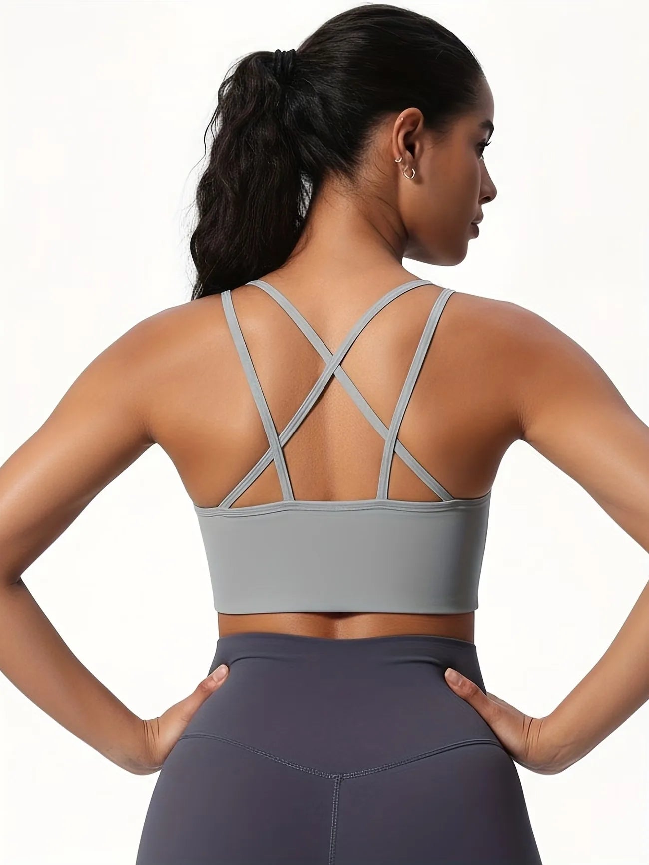 Women's Strappy Sports Bras Fitness Workout Padded Yoga Top Criss Cross Back Cami