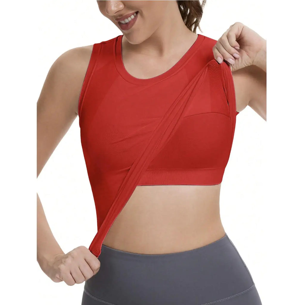 Women's Seamless Workout Tank Tops Built-in Bra Sleeveless Padded Solid Color Athletic Yoga Shirts
