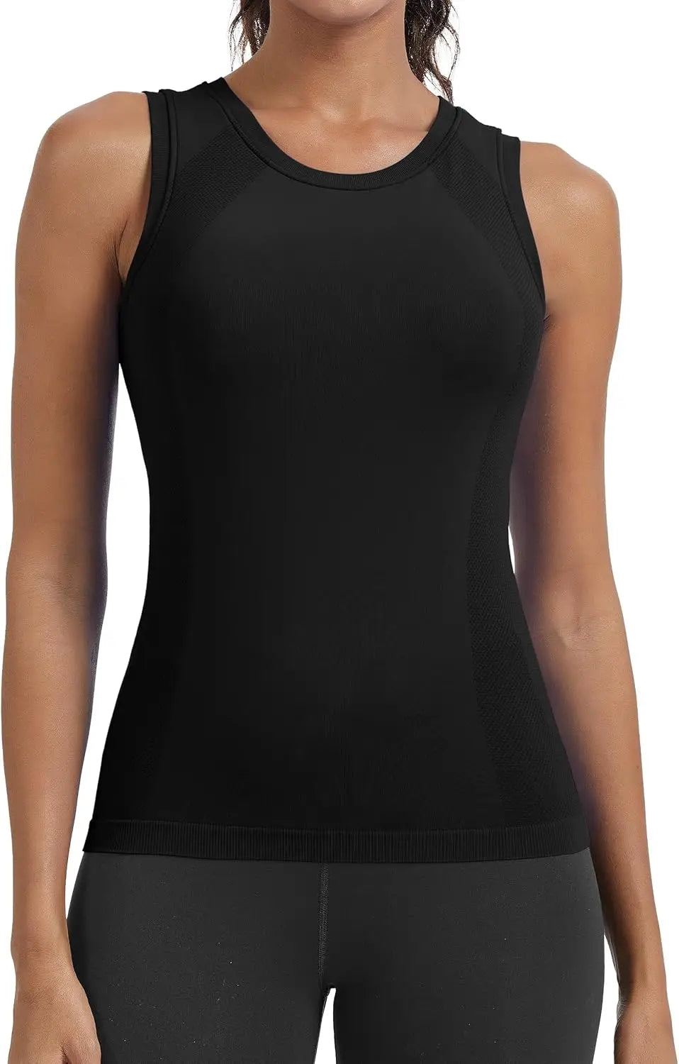 Women's Seamless Workout Tank Tops Built-in Bra Sleeveless Padded Solid Color Athletic Yoga Shirts