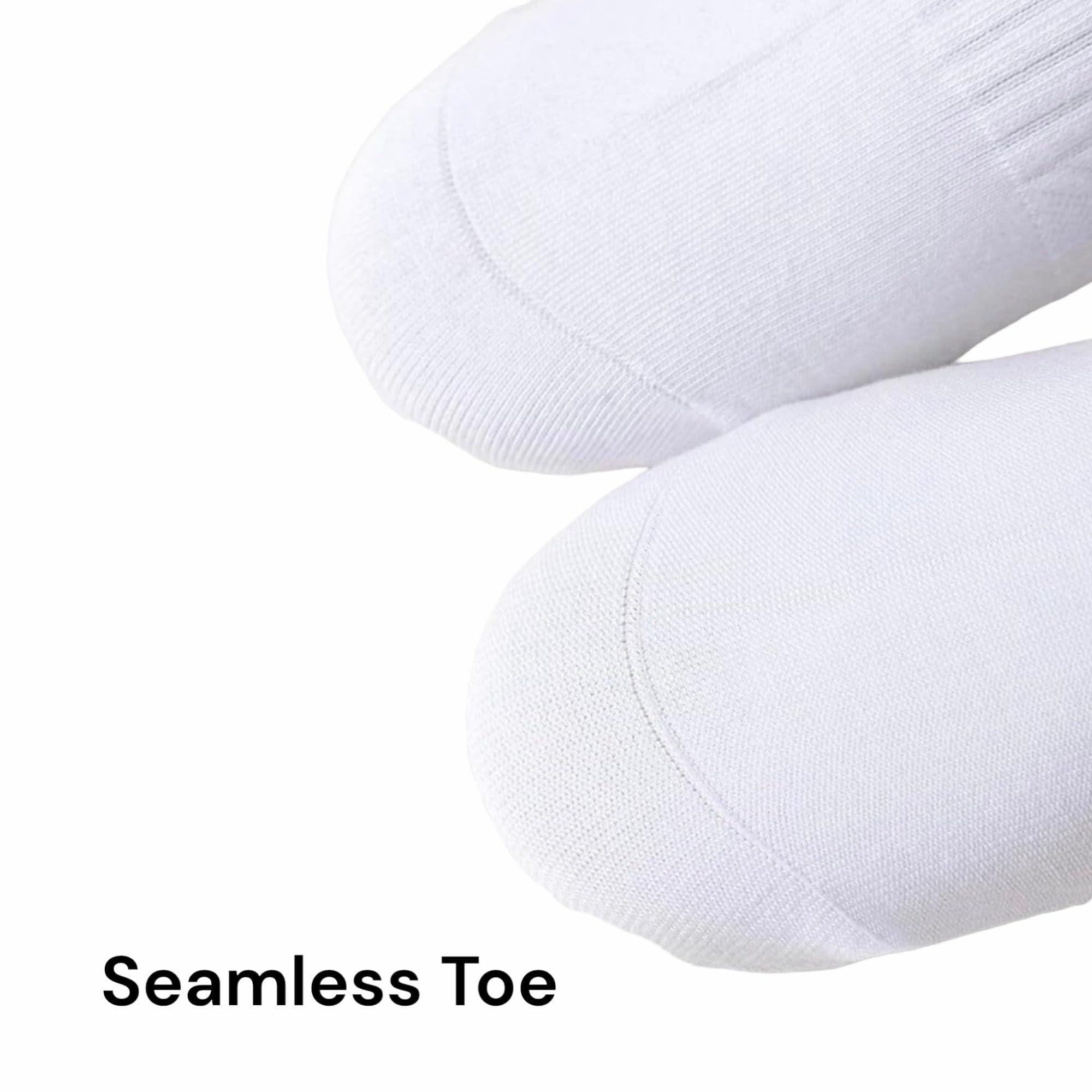 White Ankle Socks – Pack of 5 with Bag | Women’s & Men’s No Show Moisture-Wicking Cotton,Cushioned, Arch Support, Athletic,Low Cut Socks