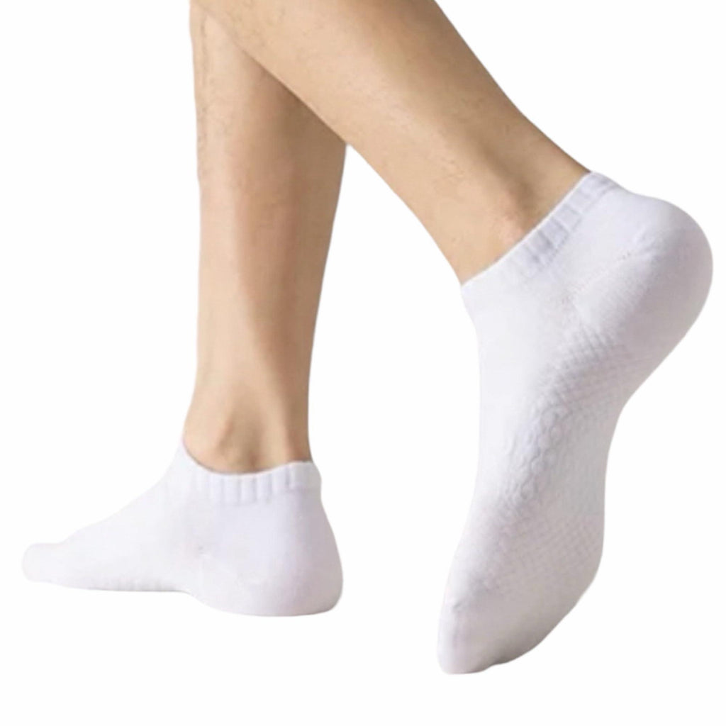 White Ankle Socks – Pack of 5 with Bag | Women’s & Men’s No Show Moisture-Wicking Cotton,Cushioned, Arch Support, Athletic,Low Cut Socks