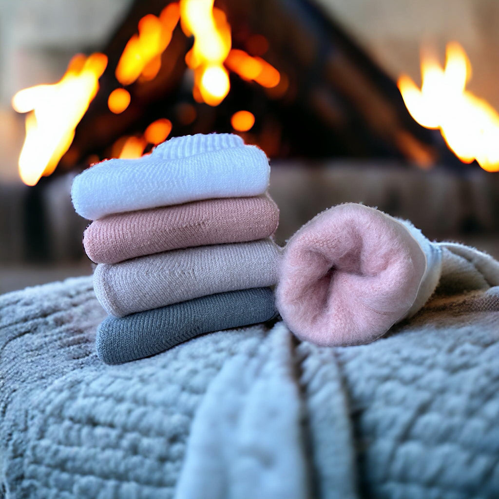 Wool Socks - Pack of 4 Pairs with Bag, Warm Cashmere Merino Hiking Boot Socks, Thermo Outdoor Ski & Snow Socks, Gifts,Cozy,Mother Day