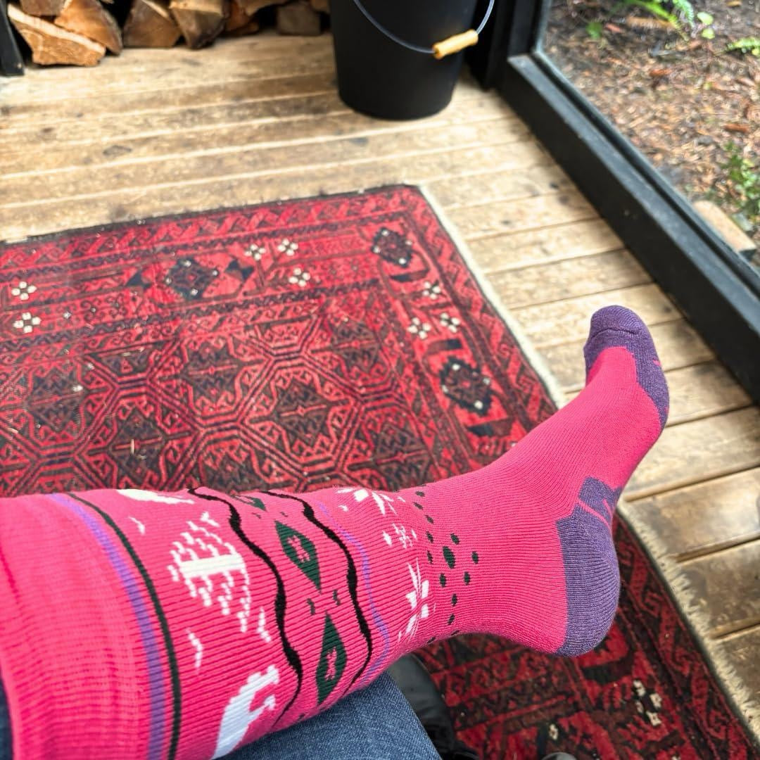 ANTREZIL Wool Pink Socks, Thick Sock, Outdoor Sports Socks Snowboarding, Breathable, Sustainable, Sweat-Absorbent, Warmth and Comfort.
