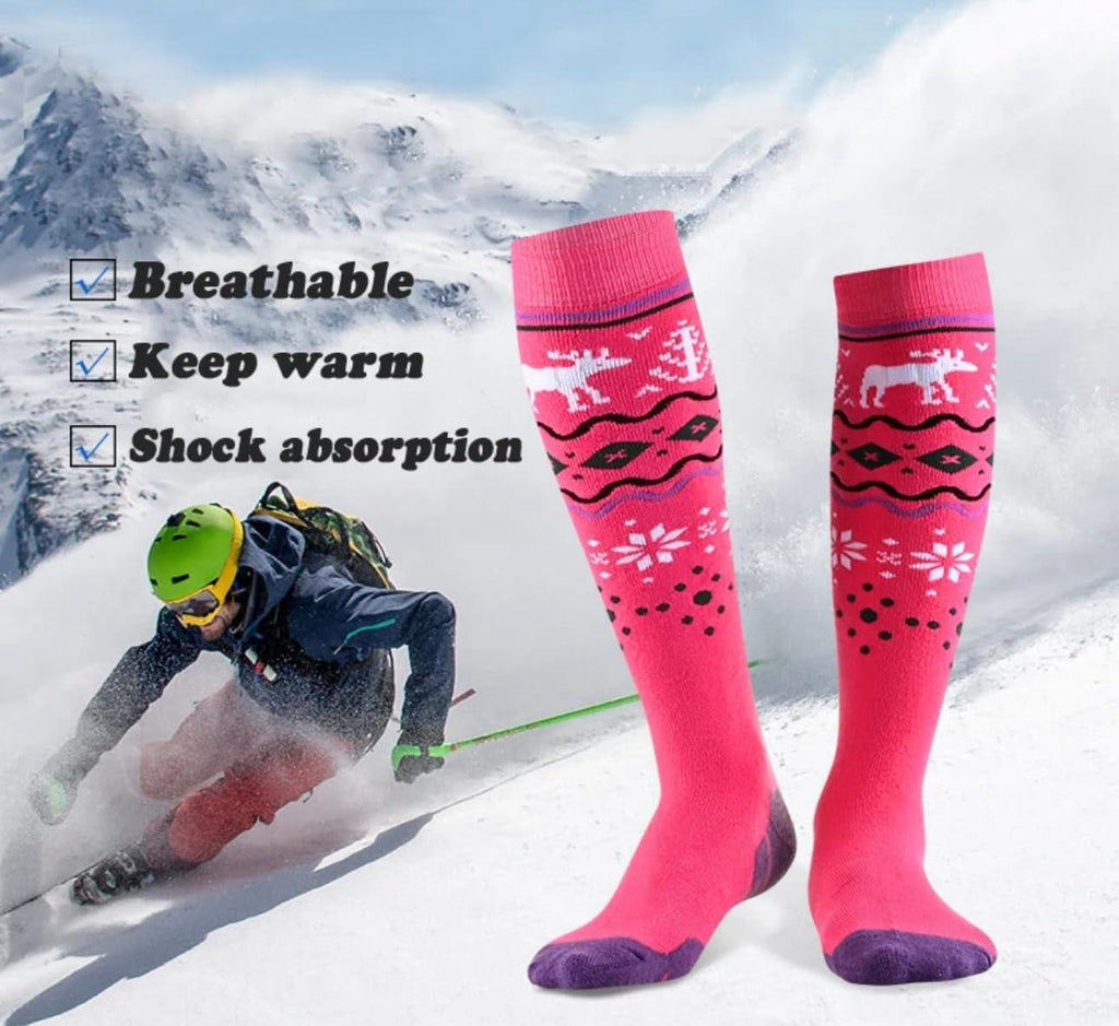 ANTREZIL Wool Pink Socks, Thick Sock, Outdoor Sports Socks Snowboarding, Breathable, Sustainable, Sweat-Absorbent, Warmth and Comfort.